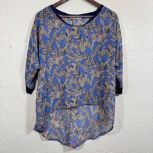 Vintage Sheer Oversized High Low Top Blouse XS Chloe K Feather Southwestern Boho